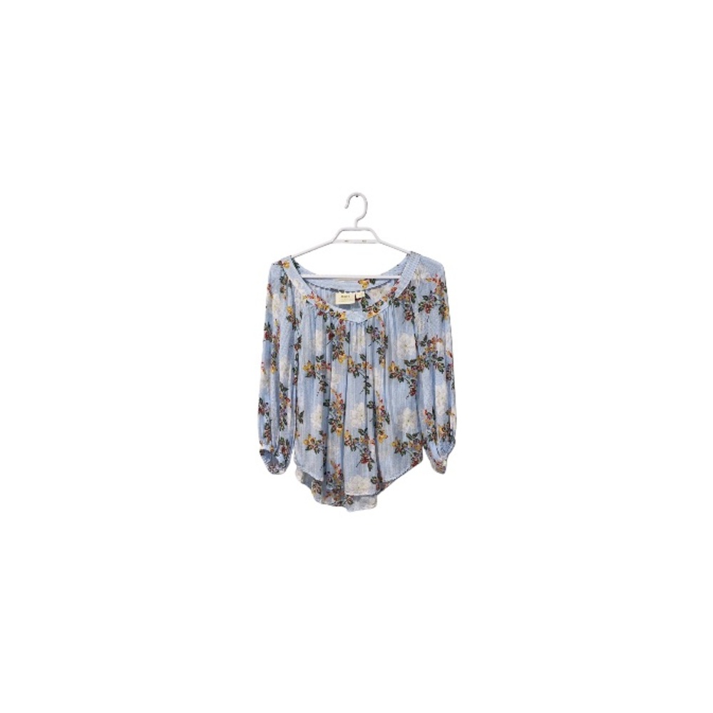 Anthropologie Maeve Blue Striped Floral Print Blouse - Women’s Size 0